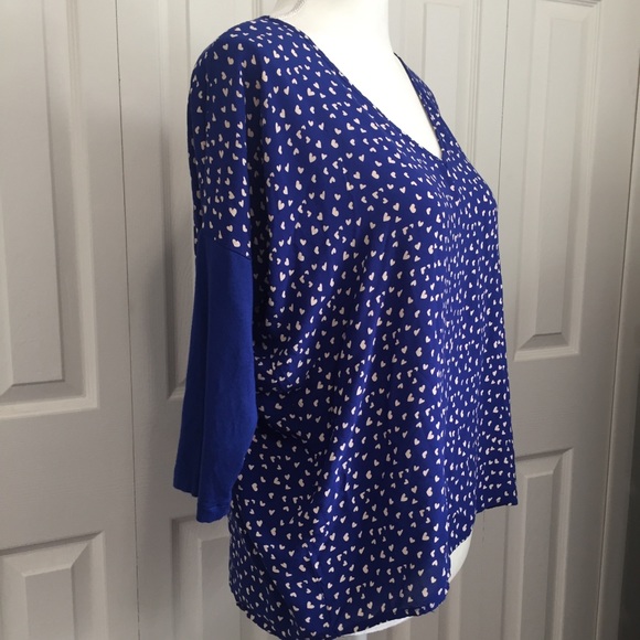 MNG Mango Blue Micro Hearts Top Size 6 - Picture 2 of 5